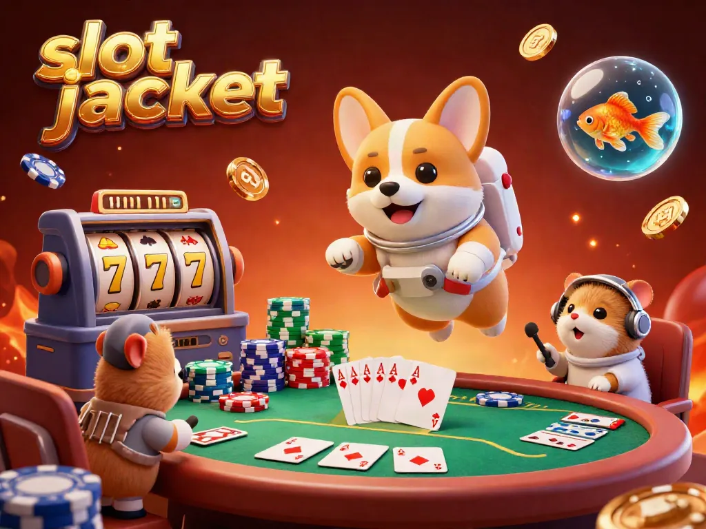 Experience the thrill of winning on slot jackpot with a vibrant 3D astronaut corgi scene in a space casino.