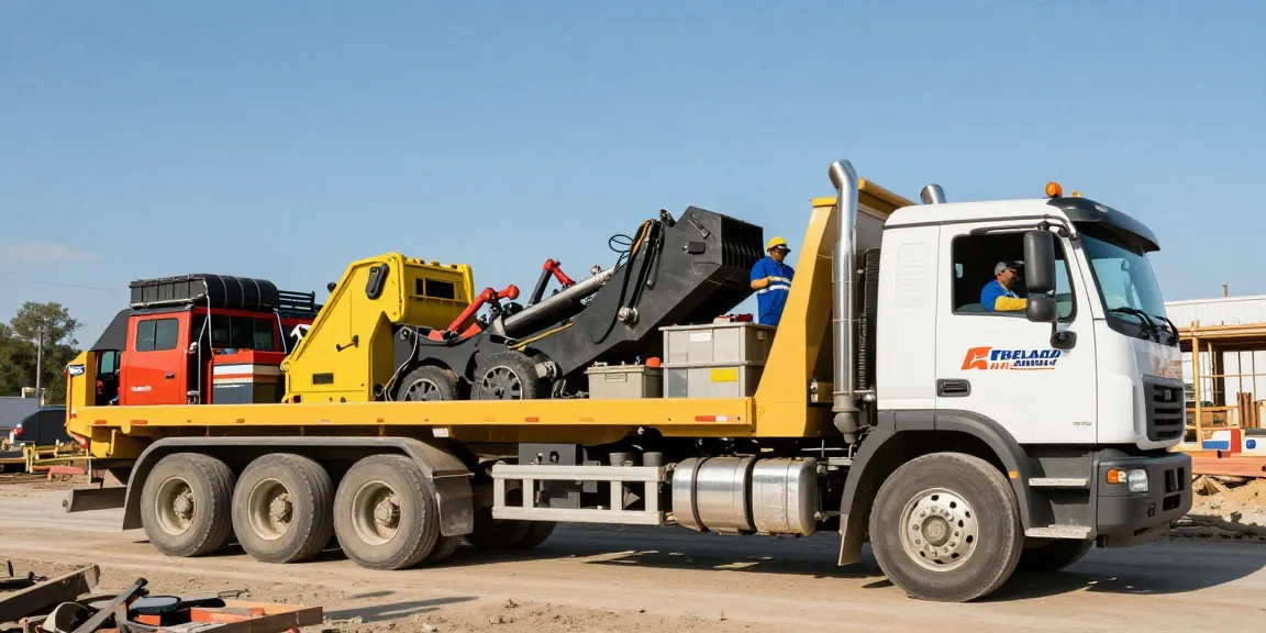 Heavy Hauling Ottawa by trusted provider at nearby construction site, reliable transport of equipment.
